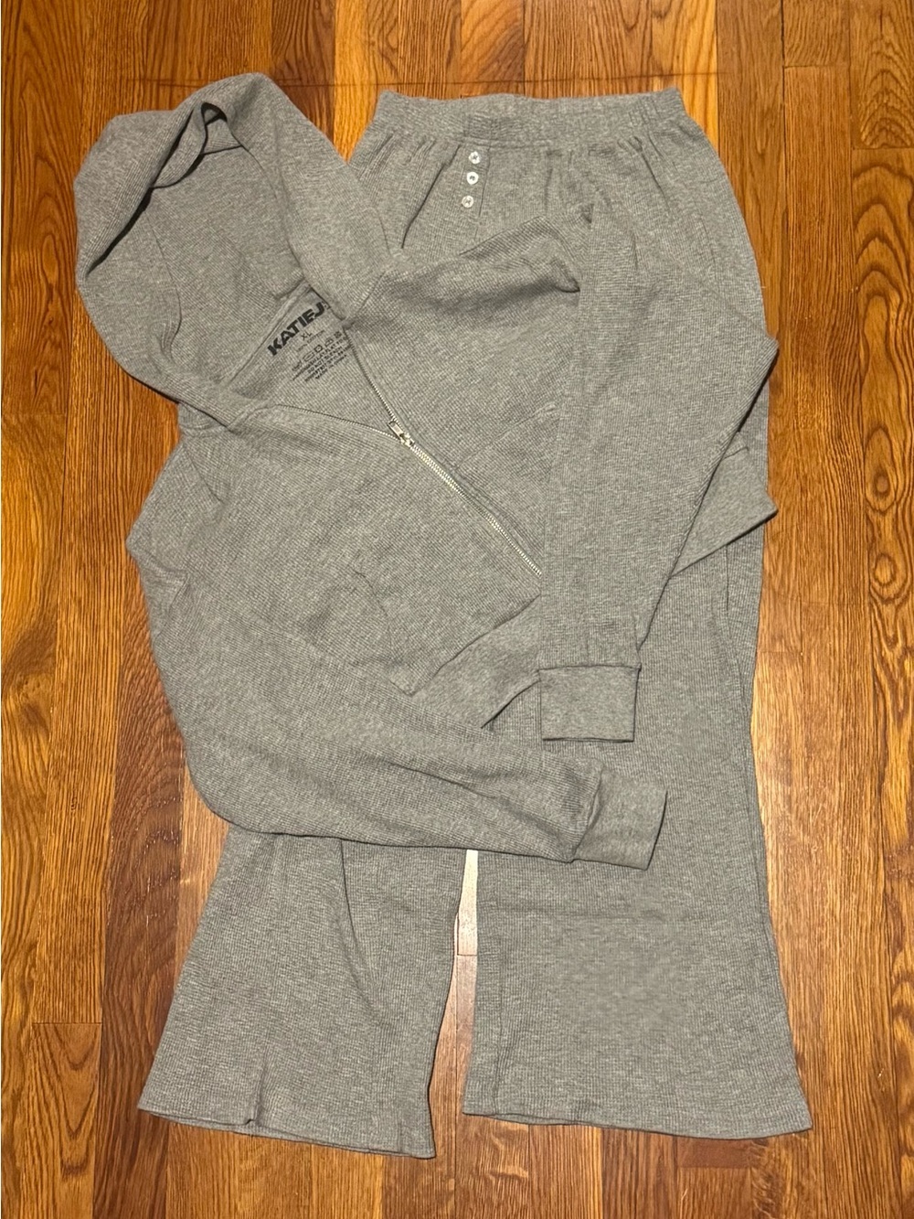 Katie J NYC Brynn Waffle-Knit Zip Hoodie & Lounge Pant Set 💕